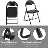 Black 4 Pack Folding Chair, Metal Frame Foldable Chairs with PU Leather Cushion and Back, Indoor or Outdoor Portable Stackable Chair - 3 of 4