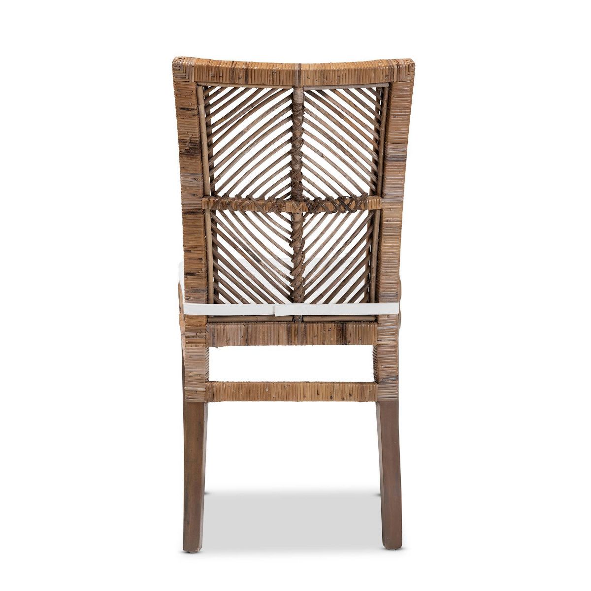 Laluna Rattan and Mahogany Dining Chair with Cushion Gray/White - bali & pari: Removable Cushion, Curved Backrest - thumbnail 5
