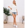 INSPIRE CHIC Women's V Neck Short Sleeve Eyelet Elasticized Cuffs Pleated Summer Casual Blouses - 4 of 4