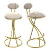Sapphtopaz Modern Velvet Bar Stools Set of 2 with Backrest Upholstered Elegant Round Barstool with S-Shape Metal Frame for Kitchen Island - 2 of 4