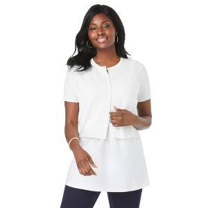 Jessica London Women's Plus Size Jewel-Neck Shrug - 1 of 4