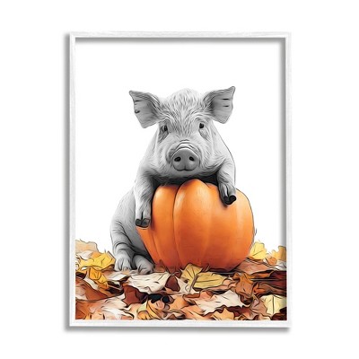 Stupell Industries Pig & Autumn Leaves, 11'' X 14'' : Target