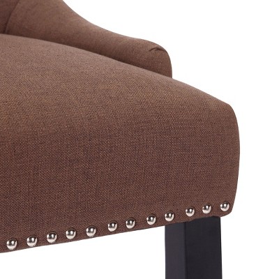 WestinTrends 29" Brown Linen Tufted Wingback Bar Stool Set