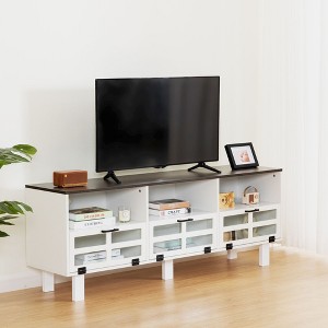 NicBex TV Stand for 65 Inch TV with Glass Door,TV Entertainment Center with 3 Down Drawer and Open Shelves,TV Console Table for Living Room,White+Gray - 1 of 4