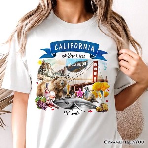 Artistic California State Themes and Landmarks T-Shirt, Tee for History and Travel Lovers| OrnamentallyYou - 1 of 4