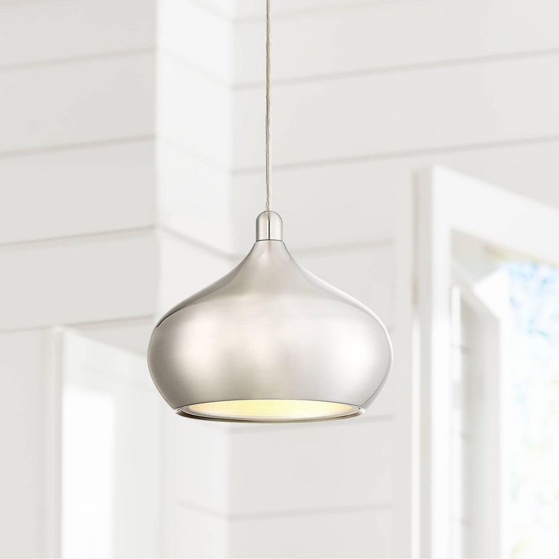 Possini Euro Design Holland Satin Nickel Mini Pendant Light 7 1/2" Wide Modern LED Fixture for Dining Room House Foyer Kitchen Island Entryway Bedroom, 2 of 9