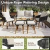 6-Piece Rope Patio Furniture Set with Acacia Wood Ice Bucket Table, Weather-Resistant Outdoor Sofa Set for Backyard Balcony-Cuddlewood - 3 of 4