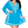 HAPPY BAY Women's Summer Vacation Mini Beachwear Bathing Suit Short Beach Dress Bikini Swimsuit Cover ups Medium-Large Blue Solid - 3 of 3