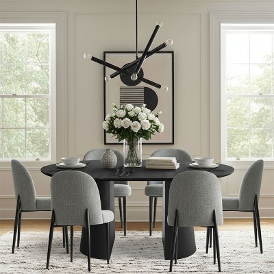 5-Piece Extendable Dining Table Set for 6,Black Kitchen Table with Upholstered Chairs,Adjustable Table for Small to Large Spaces-Tanpinhause