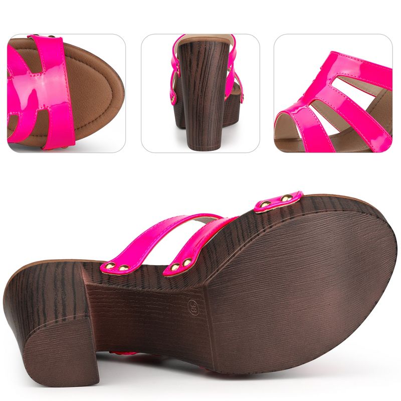 Perphy Women's Platform Open-Toe Chunky Heels Slide Sandals, 3 of 5