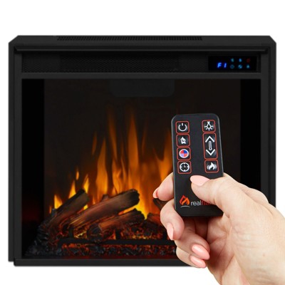 Compact Black Electric Fireplace Heater with Mantel