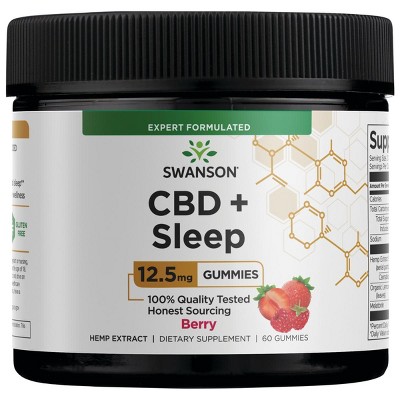 Swanson Cbd + Sleep Gummies - Berry 12.5 mg 60 Gummies.