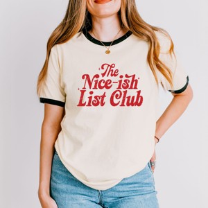 The Nice-ish List Club Distressed - Women's Ringer Graphic T-Shirt - 1 of 4