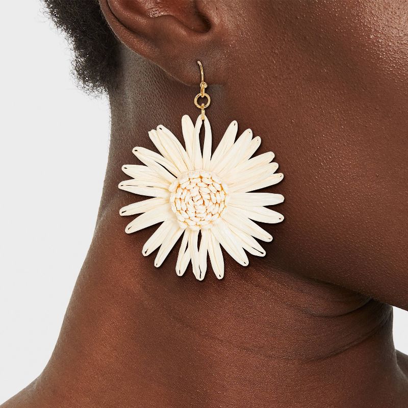 Sunflower Raffia Drop Earrings - A New Day™, 3 of 9