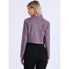 Allegra K Women's Stand Collar Zip Up Faux Suede Cropped Jacket - 3 of 4
