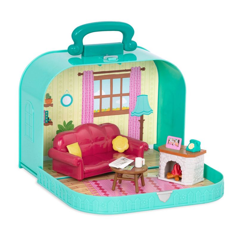 Li&#39;l Woodzeez Toy Furniture Set in Carry Case 13pc - Travel Suitcase Living Room Playset, 3 of 6