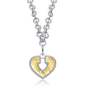 Guili Two-Tone Textured Open Padlock Pendant Necklace – Modern, Stylish, and Unique Jewelry for a Trendy Fashion Statement, Perfect for Everyday Wear - 1 of 2