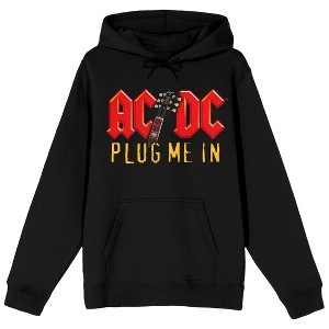 ACDC Plug Me In Art Long Sleeve Black Adult Hooded Sweatshirt - 1 of 3