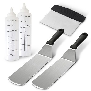 Cheer Collection 5-Piece Stainless Steel Griddle Set for BBQ, Grill, and Griddle Cooking - 1 of 4