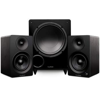Fluance Ai41 Powered 5" Stereo Bookshelf Speakers, DB10 10" Powered Subwoofer, 15ft RCA Subwoofer Cable