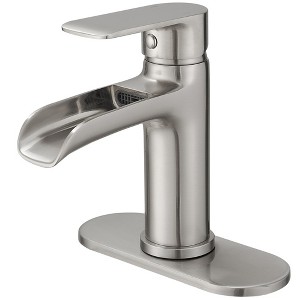 BWE Waterfall Single Handle Single Hole Low-Arc Modern Bathroom Faucet Drip-Free Vanity Sink Faucet - 1 of 4