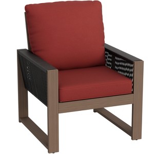 EAGLE PEAK Natural Cedar Patio Dining Chair, Real Wood Outdoor Furniture with Cushion - 1 of 4