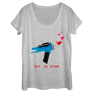Women's Star Trek Valentine's Pixel Set Phasers to Stun Scoop Neck - 1 of 4