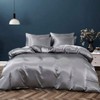 Set of 5 Satin Duvet Cover Set, King Size, Grey Luxury Silky Bedding with Zipper, 1 Duvet+ 4 Pillow Cases - 3 of 4