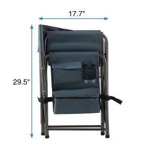 Gulches 2-Piece Oversized Folding Outdoor Chair with Padded Seat/Backrest/Armrests, Storage Pockets, 400LBS Capacity,Blue/Gray - 1 of 4