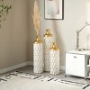 KWPZQEB Floor Metal Decorated Vases Set of 3, Gorgeous Home Decoration, Big Standing Vase with Modern Geometry Texture for Home - 3 of 4