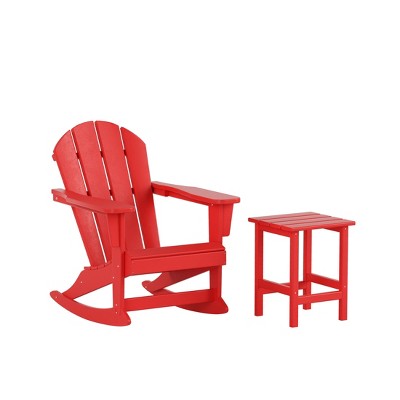WestinTrends 2-Piece Set Outdoor Adirondack Rocking Chair with Side Table