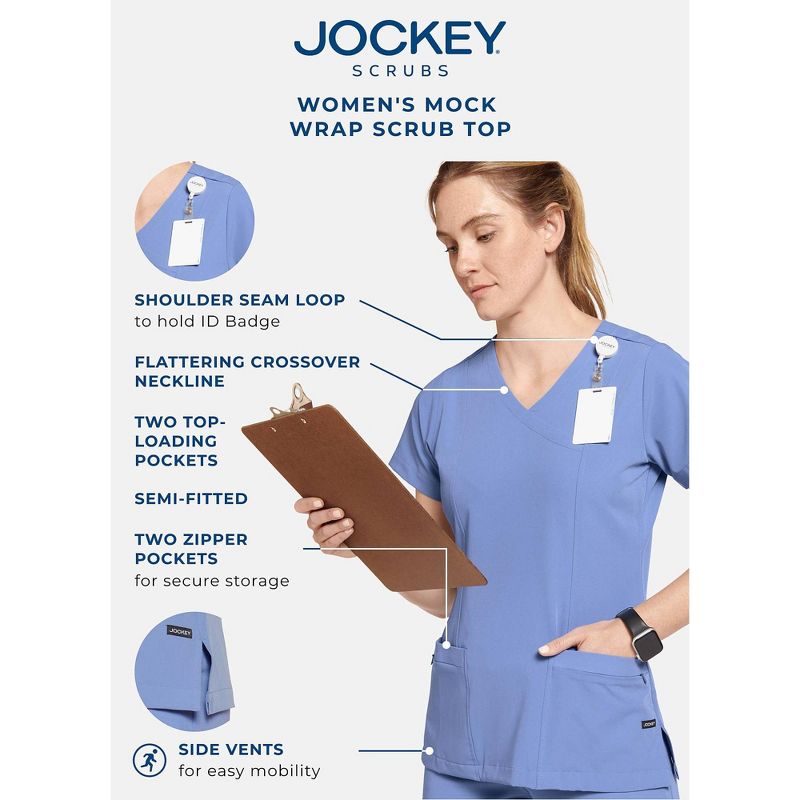 Jockey Women's Mock Wrap Scrub Top, 4 of 8