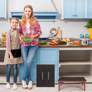 Ridstar Wooden Folding Step Stool with Non-Slip Rubber Step for Bedroom, Kitchen & Bathroom-Brown - 1 of 4