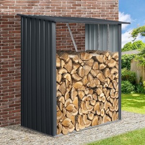 MOEPISY 3ft x 5ft Outdoor Meta Firewood Rack ,Open Wood Shed For Firewood, Pellet or Lumber Storage , Black - 1 of 4