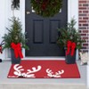 17*29In Washable Red Doormat with Double Antler Design, Thin Non Slip Entry Mat, Stain Resistant & Easy Clean Surface for Front Door, Porch, Kitchen - 4 of 4