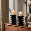 Wood Accordion Candle Holder, Black Finish, Decorative Candle Holder for Centerpieces, Home Decor, and Ambient Lighting Decorative - 2 of 4