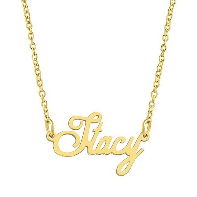 Kisper 18k Gold Plated Stainless Steel Personalized Name Pendant ...