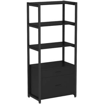 Tribesigns Bookshelf, 4-Tier Modern Bookcase with 2 Drawers, Lateral Filing Cabinet accommodate Legal/Letter / A4 Size for Home Office