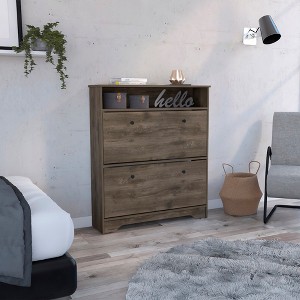 RISOKEYS Shoe Cabinet with 2 Flip Drawers and 1 Open Shelf,with Top Surface Freestanding Shoes Organizer Cabinet for Closet Hallway Entryway - 1 of 4