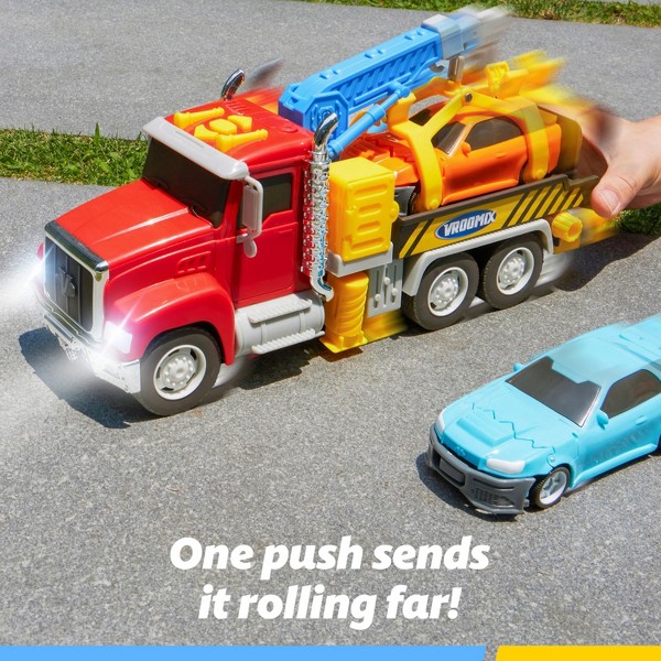 Joyfy Juguetes para Niños de 3 4 5 6 7 Años, Juguete de Grúa con 2 Autos y Remolque, Juguete de Grúa con Luces y Sonidos, Regalo de Cumpleaños para Niños 6