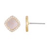 Adornia 14k Gold Plated Cushion-Shaped Mother of Pearl CZ Halo Stud Earrings - 4 of 4