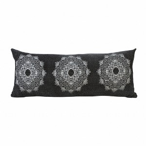 20" X 20" Blue And White 100% Cotton Geometric Zippered Pillow - 1 of 4