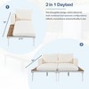 Chic Crate - Beige 2 in 1 Padded Chaise Lounges for Deck Balcony - Modern Outdoor Daybed with Wood Topped Side Spaces - 3 of 4