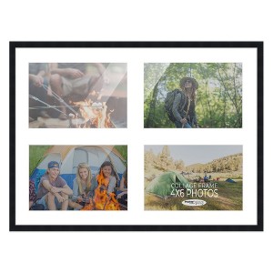 PosterPalooza | Black Finish Collage Frame - White Mat, 20 Frame Sizes to Choose From, UV Acrylic - 1 of 4