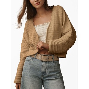 Coolmee Women's Cardigan Bolero Shrugs for Evening Dress Long Sleeve Lightweight Cropped Open Front Casual Knit Top - 1 of 2