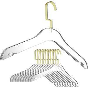 Designstyles Clear Acrylic Clothes Hangers, Heavy-Duty Closet Organizers with Matte Gold Chrome Hooks, Perfect for Suits and Sweaters - 10 Pack - 1 of 4
