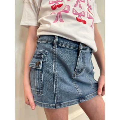 Girl Cargo Denim Skirt - tractr