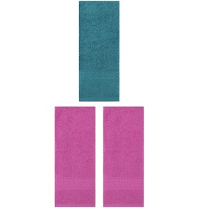 REGALWOVEN 3 Pack Solid Stripe Absorbent Soft Decorative Hand Towels for Bathroom 13" x 30" - 1 of 4