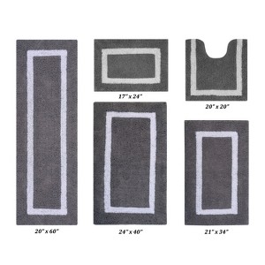 Hotel Bath Rug 100% Premium Cotton Tufted Weave Two Tone Reversible 5 Piece Bathroom Rug Set, Super Soft & Water Absorbent, Machine Washable Bathmat - 1 of 3
