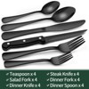 Itopfox 24-Piece Black Silverware Set with Steak Knives, Flatware Set for 4, Food-Grade Stainless Steel Tableware Cutlery Set Mirror Finished Utensil - 2 of 4